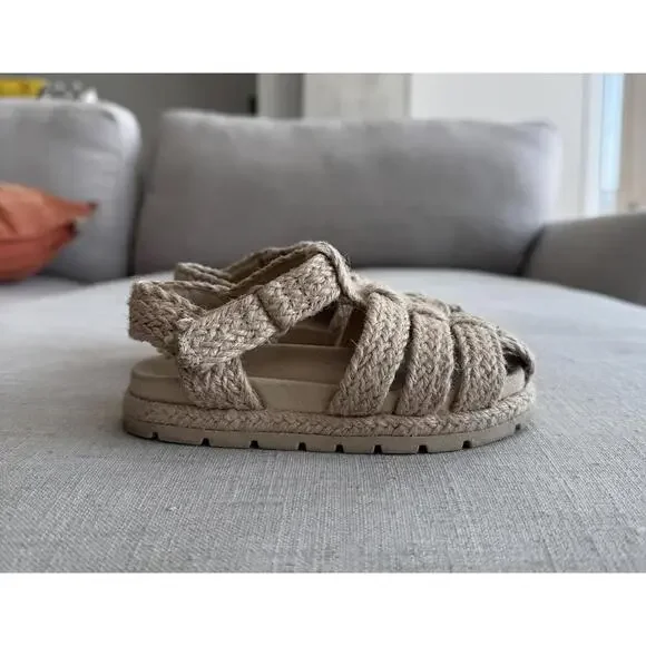 Zara Toddler Jute Fisherman Sandals Size 23 EU 7 US | Neutral Summer Shoes - Picture 5 of 8